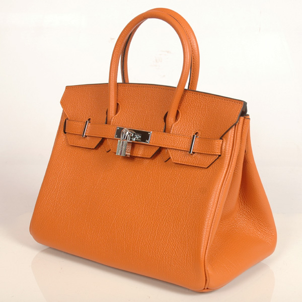 Hermes Birkin togo leather 30CM togo in Orange with Silver hardware