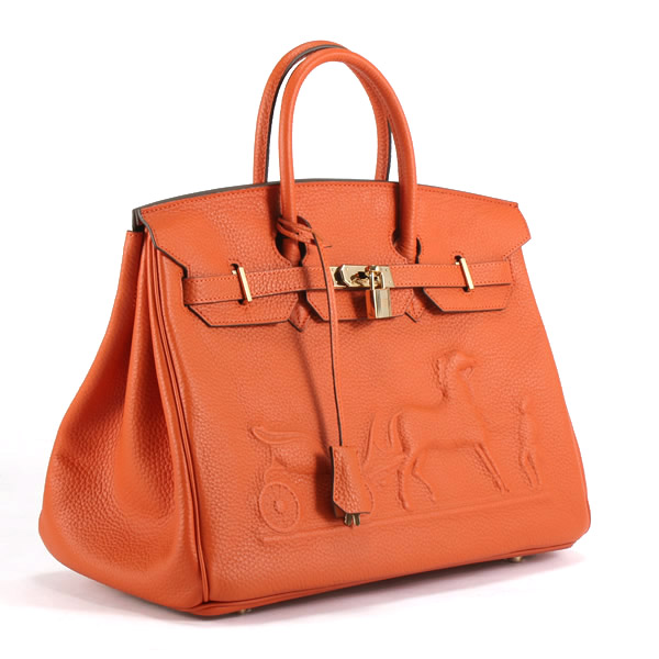 Hermes Birkin 35CM With Embossed logo Handbag Orange 6089