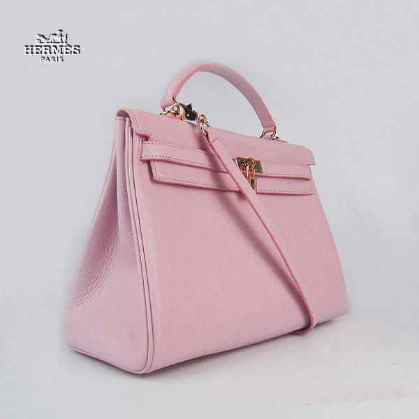 Hermes Kelly 35cm Togo Leather Bag Pink 6308 Gold Hardware