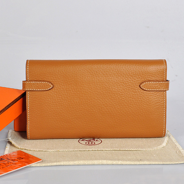 Hermes Kelly Wallet clemence leather in Camel