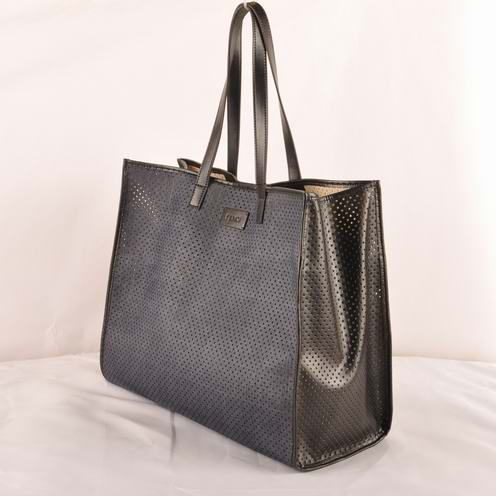 Fendi Punch Saffiiano Leather Shoulder Bag F2543 Dark Blue