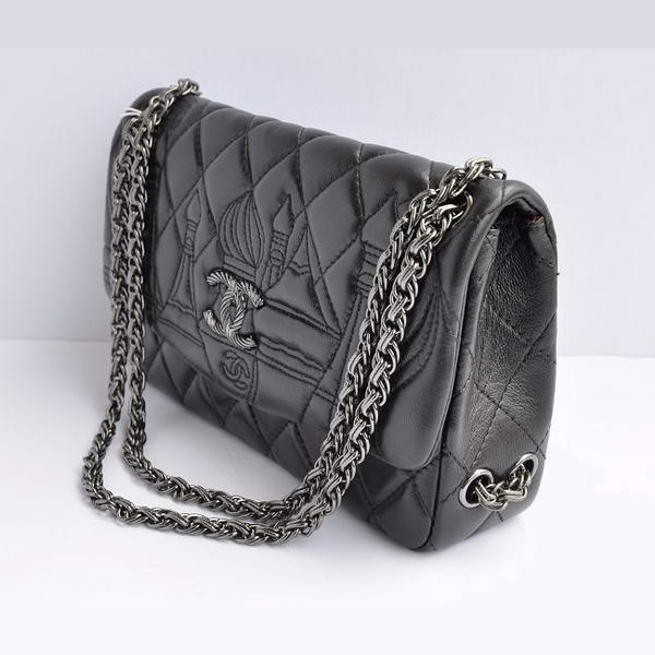 Chanel Flap Shoulder Bag Black Lambskin Leather A47049