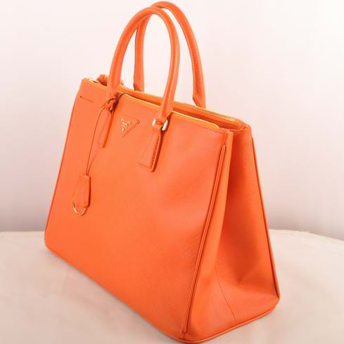 Prada Maxi Saffiano Leather Tote Bag Orange