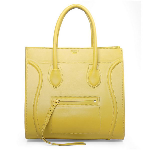 Celine Luggage Phantom Original Leather Bags Shiny Lemon