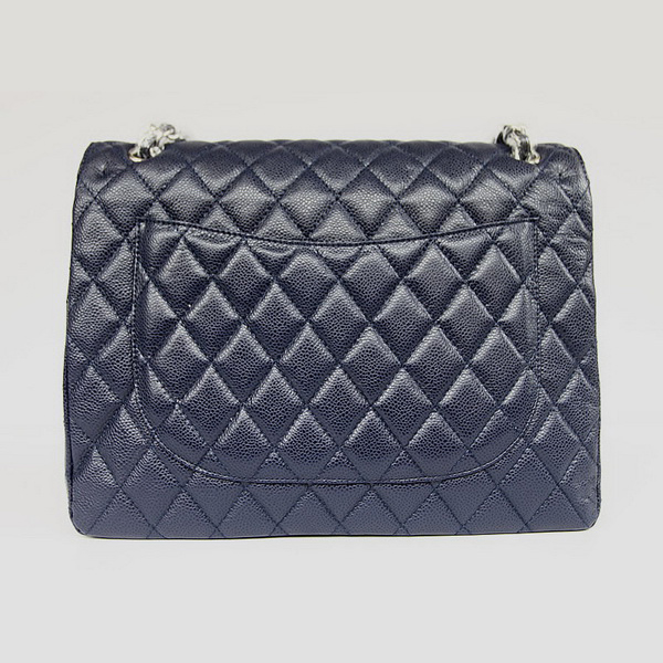 Chanel Flap Bag Quilted Navy-blue Caviar with Silver Chain 1116