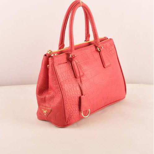 Prada Small Croco Leather Tote Bag Peach