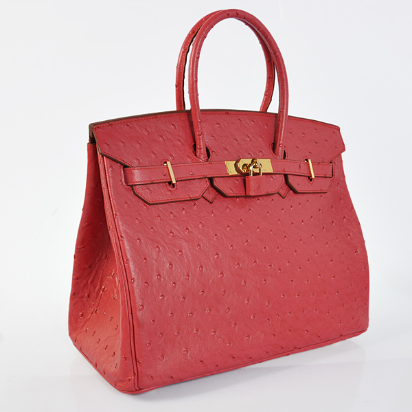 Hermes Birkin 35CM Ostrich stripes leather in Flame with Gold hardware