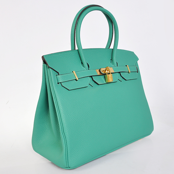 Hermes Birkin 35CM Lake Green clemence leather(Gold)