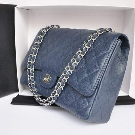 Chanel Original Caviar Leather Jumbo Flap Bag A47600 Blue