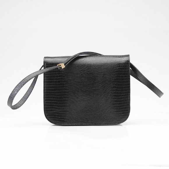 Celine Classic Box Large Flap Bag Black Lizard Pattern