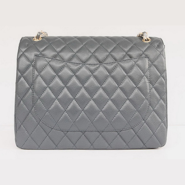 Chanel Flap Bag Quilted Gray Caviar with Gold Chain 1116