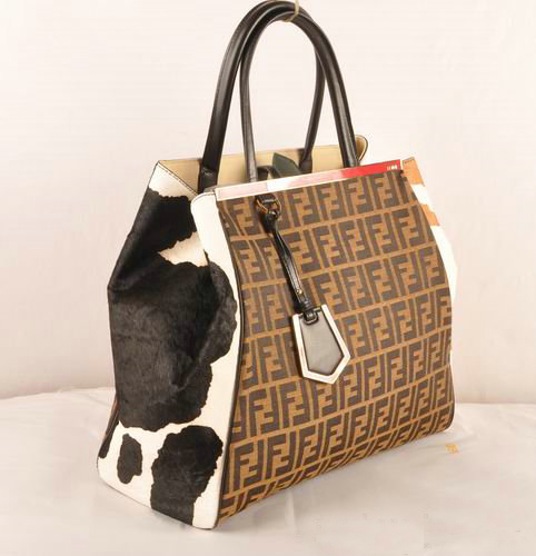 Fendi 2Jours Fabric&Horsehair Tote Bag F2552L Apricot