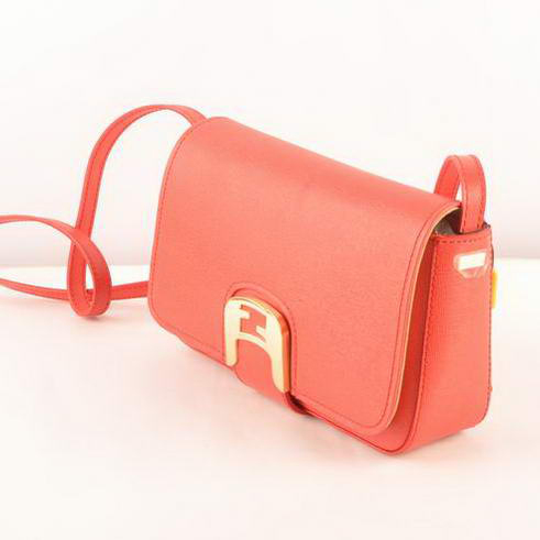 Fendi Chameleon Classic Saffiiano Leather Small Shoulder Bag 2541 Red