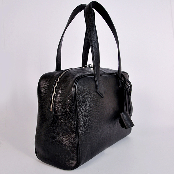 Hermes Victoria Bag clemence leather in Black with Silver hardware