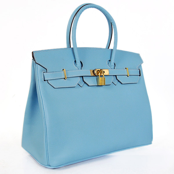 Hermes Birkin 35CM Palm stripes leather in light blue with gold hardware