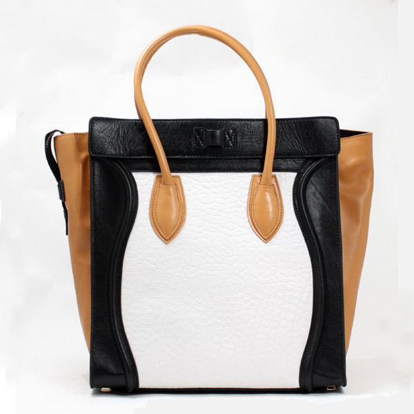 Celine Luggage Juboo Woman Handbag Black Apricot White