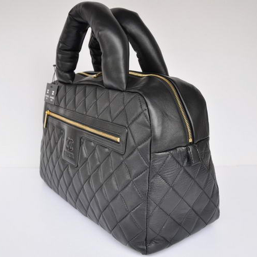 Chanel Coco Cocoon Quilted Lambskin Bowling Bag A36045 Black