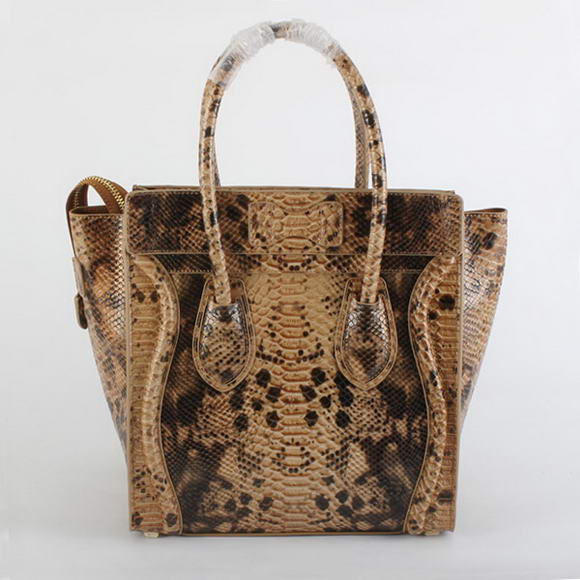 Celine Luggage Bags Medium in Snake Veins Apricot