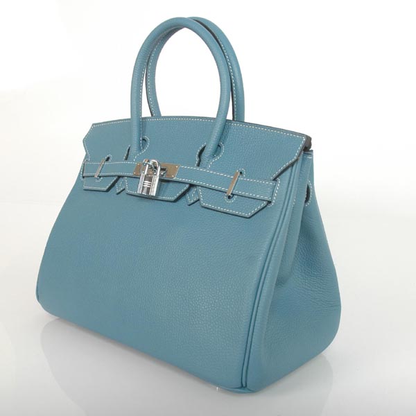 Hermes Birkin togo leather 30CM togo in Medium Blue with Silver hardware