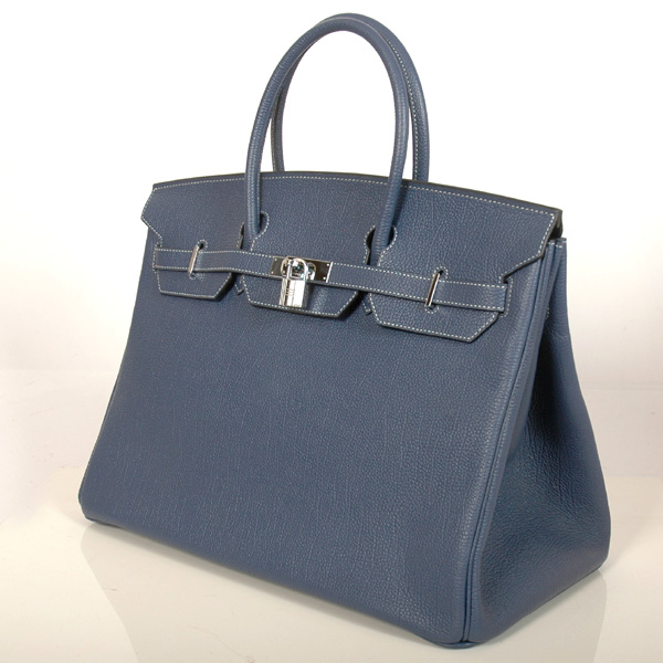 Hermes Birkin togo leather 40CM togo in Dark Blue with Silver hardware