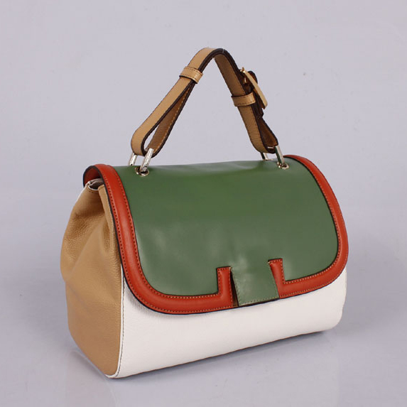 2012 new Fendi handbags Pillow bag FD9106 dark green with white