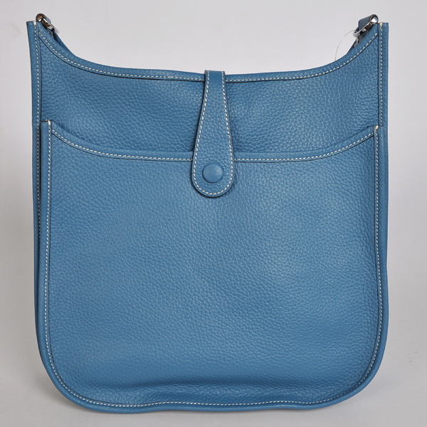 Hermes 28cm Evelyn bag clemence leather in Medium Blue