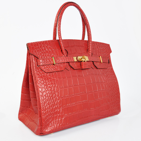 Hermes Birkin 35CM Crocodile stripes leather in Flame with Gold hardware