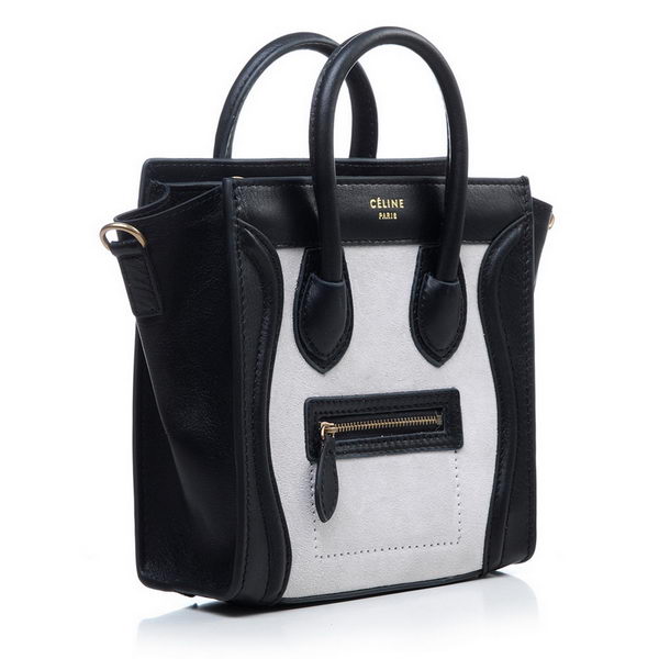 Celine Luggage Nano Bag Original Suede&Calf Leather Offwhite&Black