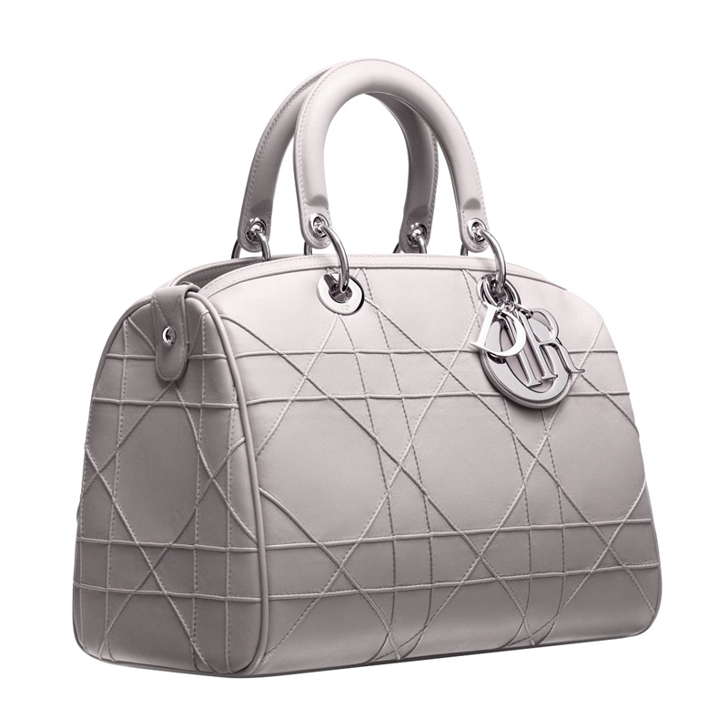 Mink-grey leather 'Dior Granville' polochon bag