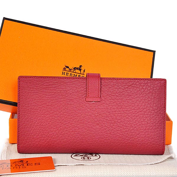 Hermes 2 flod original leather wallet in Purplish Red