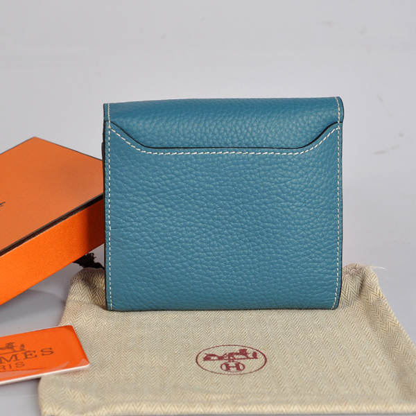 Hermes Constance Wallet clemence leather in Medium Blue