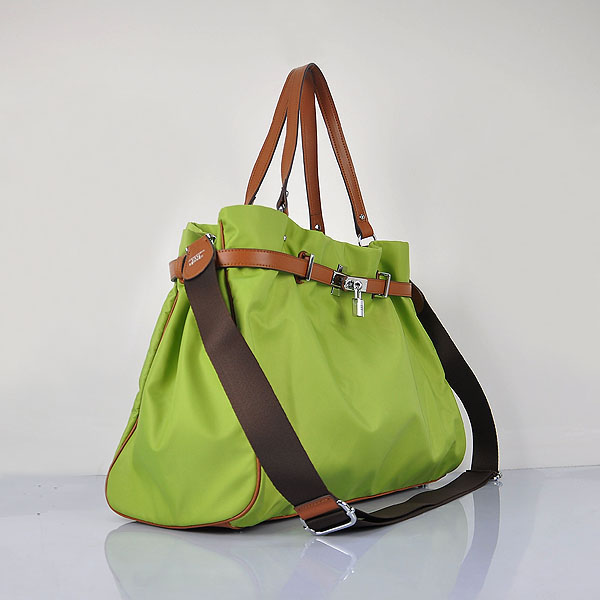 Hermes 2012 Waterproof Fabric Shoulder Bag Green