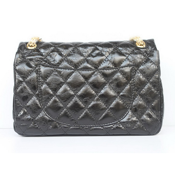 Chanel Quilted Flap Bag Black Cow Leather Gold Chain 35454