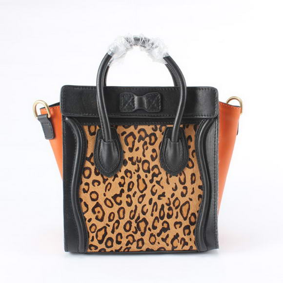 Celine Luggage Bags Mini in Leopard Black