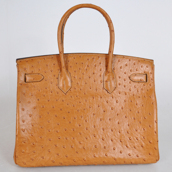 Hermes Birkin 35CM wheat Ostrich stripes leather(Silver)