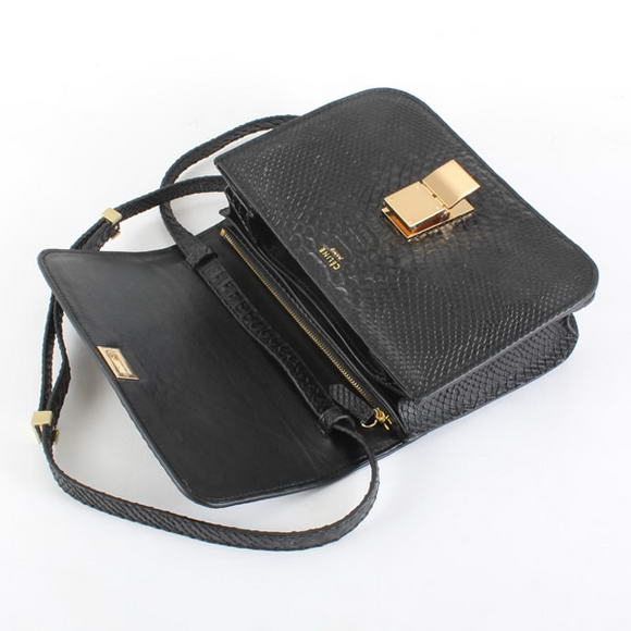 Celine Classic Medium in Box Snake Veins Black