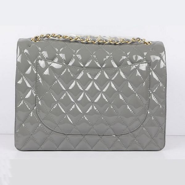 Chanel Flap Bag Quilted Gray Patent with Gold Chain 1116