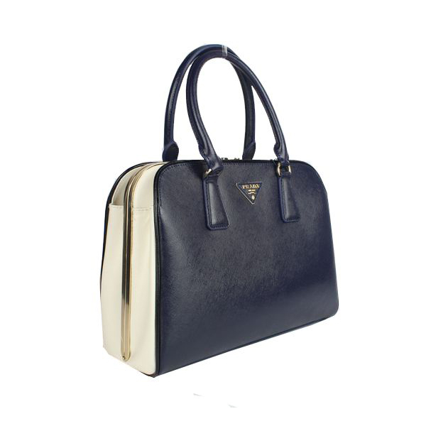 Prada Saffiano Leather Tote Bag 21267 Royalblue&White