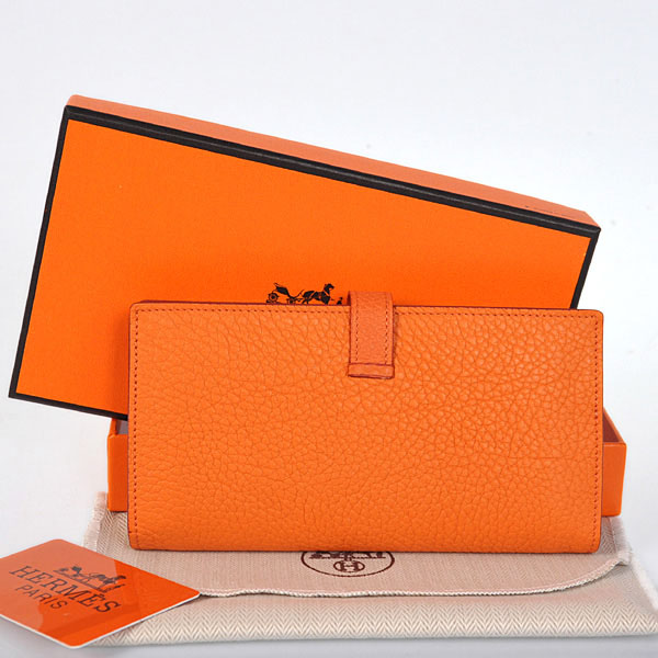 Hermes 2 flod original leather wallet in Orange