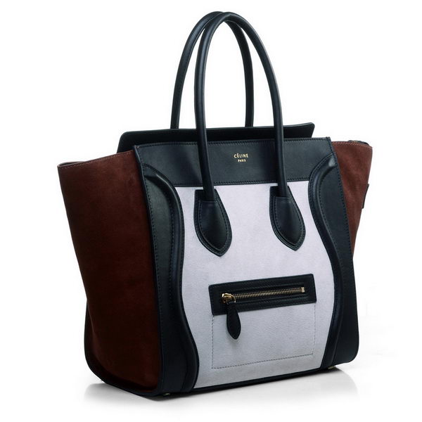 Celine Luggage Mini Boston Bags Original Suede&Calf Leather Black