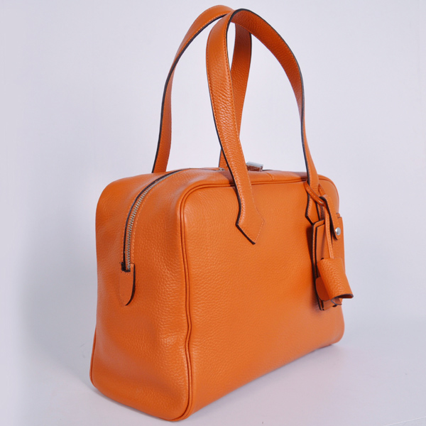 Hermes Victoria Bag clemence leather in Orange with Silver hardware