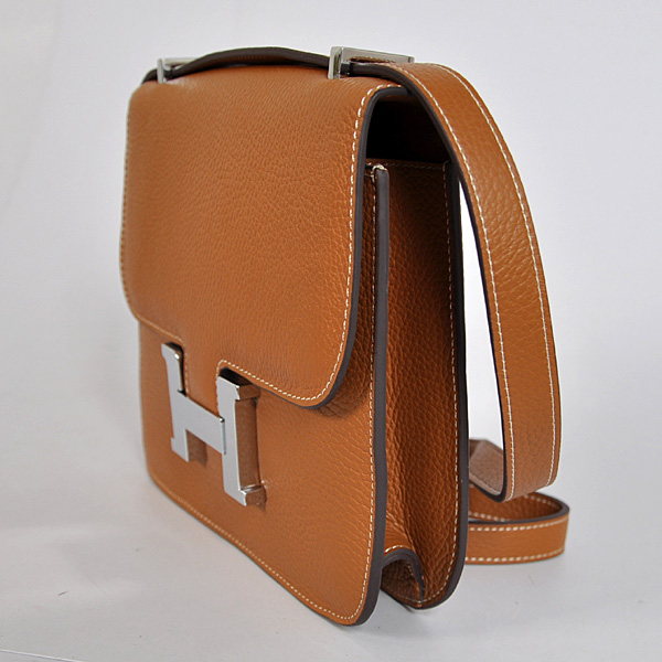 Hermes Constance Bag clemence leather in Camel with Silver hardware