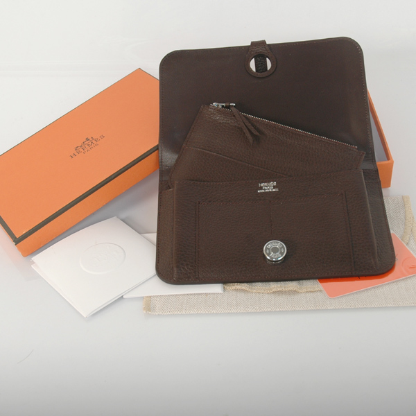 Hermes passport Wallet leather in Dark Brown