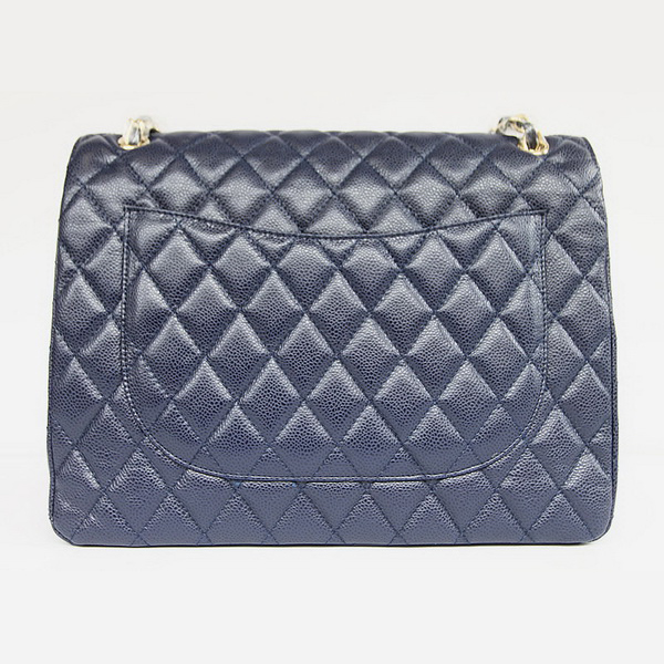 Chanel Flap Bag Quilted Navy-Blue Caviar with Gold Chain 1116