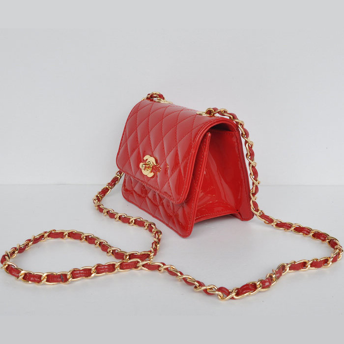 Chanel Classic Micro Flap Bag 1118 Red Patent leather Gold Hardware