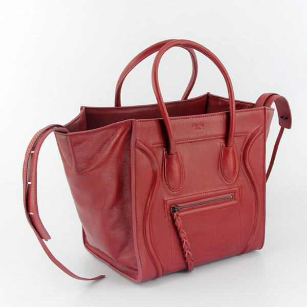 Celine Luggage Phantom Square Bags Bright Leather 108905 Red