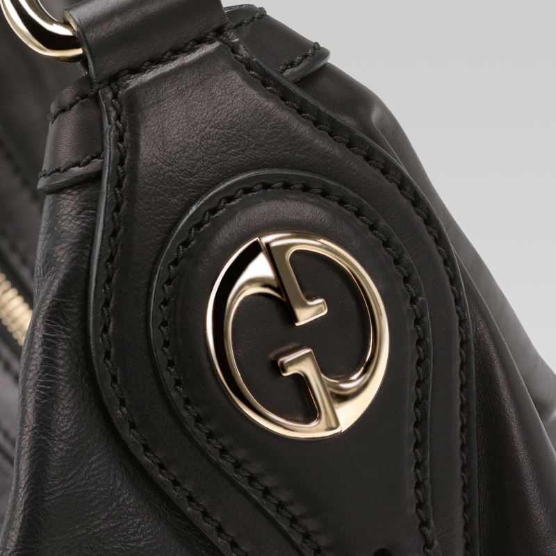 gucci village double G black leather hobo