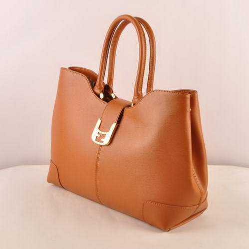 Fendi 2jours Saffiiano Leather Tote Bag 2546 Tan