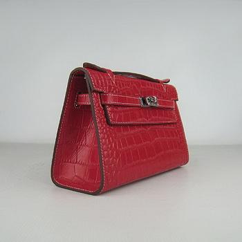 Hermes Kelly 22CM Red Crocodile Stripe