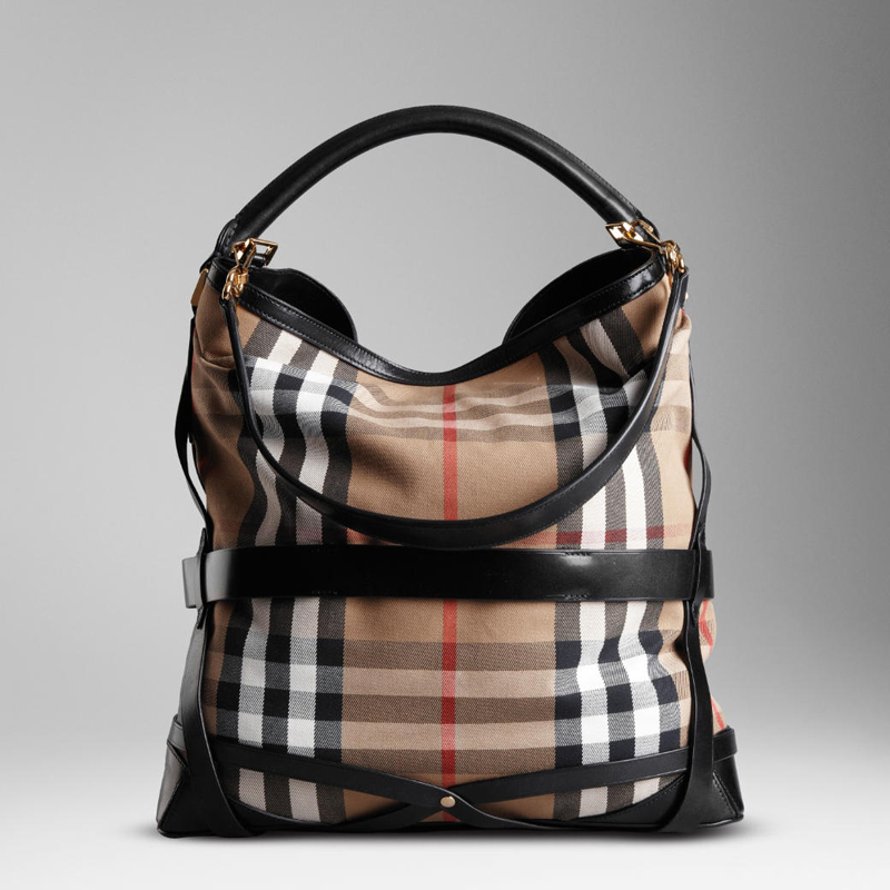 LARGE CHECK MULTIPLE BUCKLE HOBO